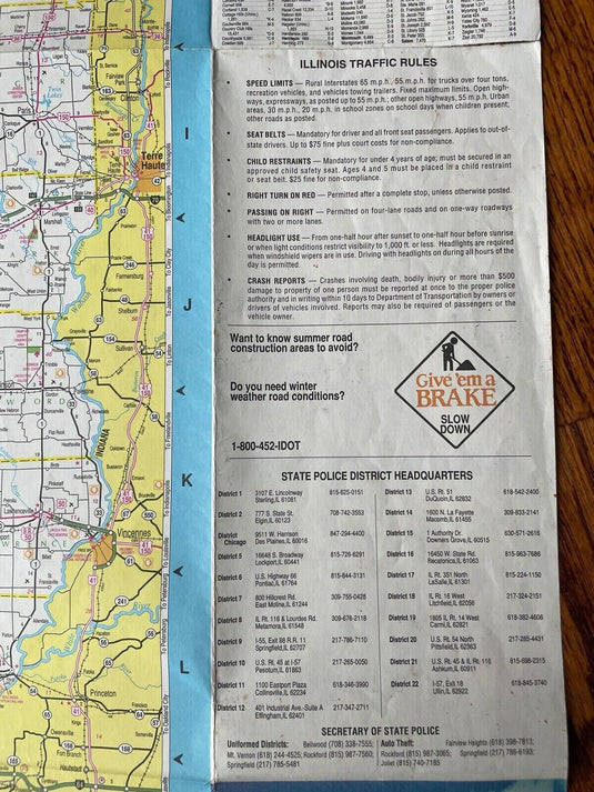 1997-1998 Official Illinois State Highway Transportation Travel Road Map