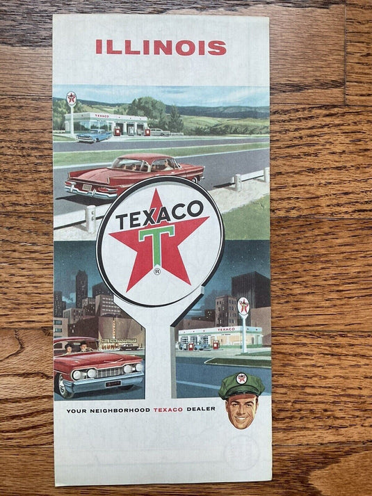 1964 Texaco Official Illinois State Highway Transportation Travel Road Map