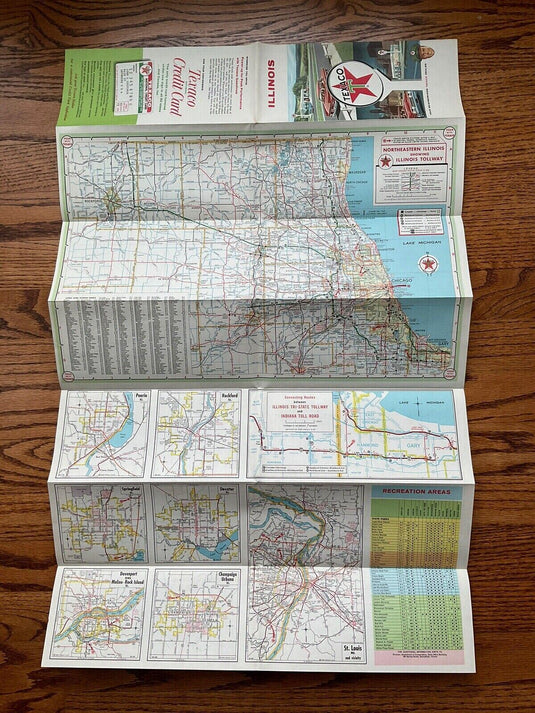 1964 Texaco Official Illinois State Highway Transportation Travel Road Map