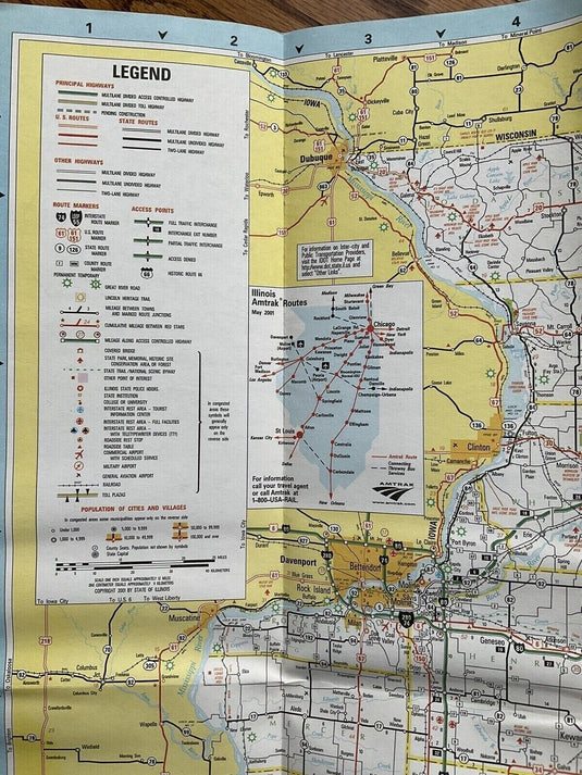 2001-2002 Official Illinois State Highway Transportation Travel Road Map
