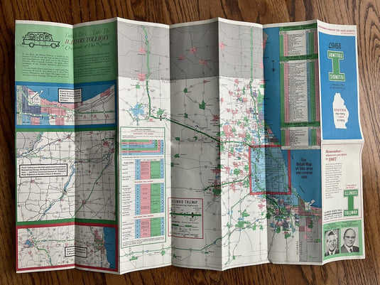 1967 Official Illinois State Highway Tollway Transportation Travel Road Map