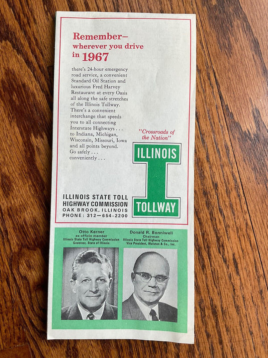 1967 Official Illinois State Highway Tollway Transportation Travel Road Map