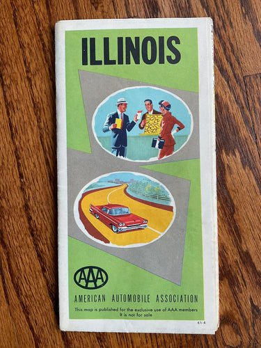 Road Map of Illinois State by AAA Travel Transportation 1961-1962