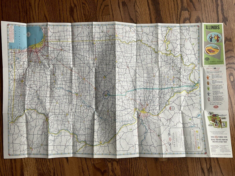 Load image into Gallery viewer, Road Map of Illinois State by AAA Travel Transportation 1961-1962
