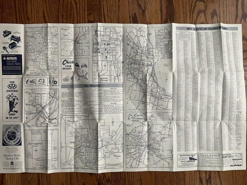 Load image into Gallery viewer, Road Map of Illinois State by AAA Travel Transportation 1961-1962
