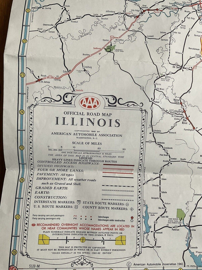 Load image into Gallery viewer, Road Map of Illinois State by AAA Travel Transportation 1961-1962
