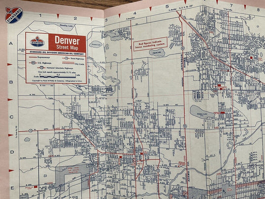 1969 Standard Oil Denver Colorado Highway Transportation Travel Road Map
