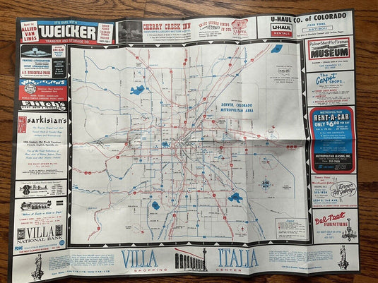 1969 Denver Colorado Newcomer and Visitor Road Map