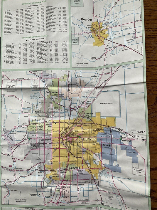 1971 Official Colorado State Highway Transportation Travel Road Map