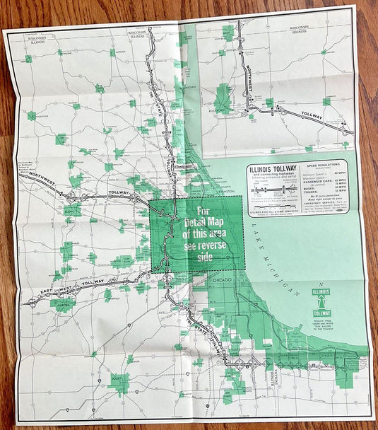 Early 1960s Official Illinois Tollway Travel Road Map