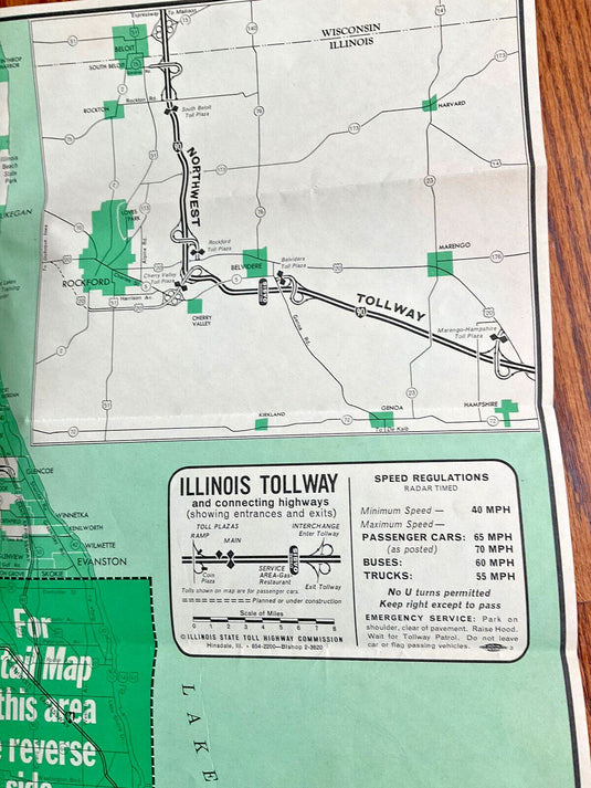 Early 1960s Official Illinois Tollway Travel Road Map