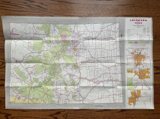 1963 Official Colorado State Highway Transportation Travel Road Map