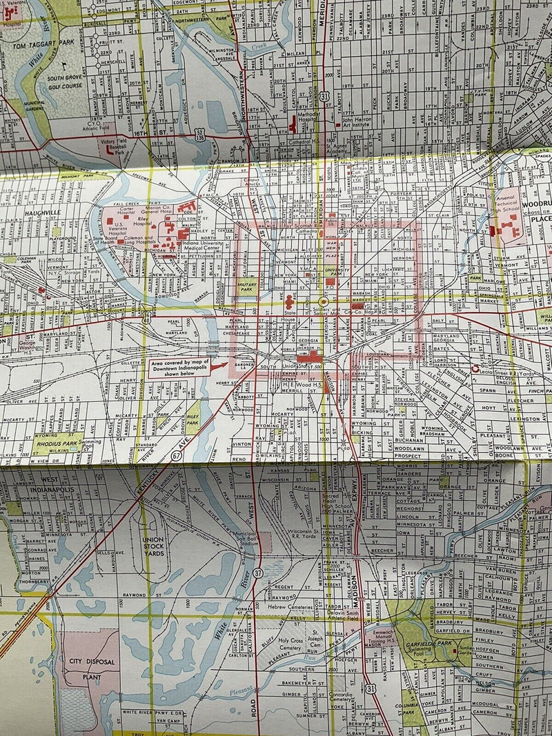 Load image into Gallery viewer, 1962 Official Indianapolis Indiana Street Transportation Travel Road Map
