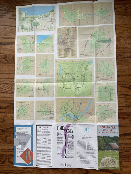 1995-1996 Official Indiana State Highway Transportation Travel Road Map