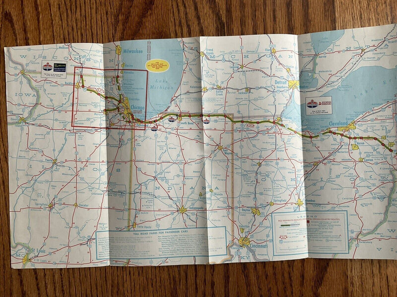 Load image into Gallery viewer, 1960s Standard American Oil Toll Road Highway Travel Map IL IN OH PA NY NJ NE
