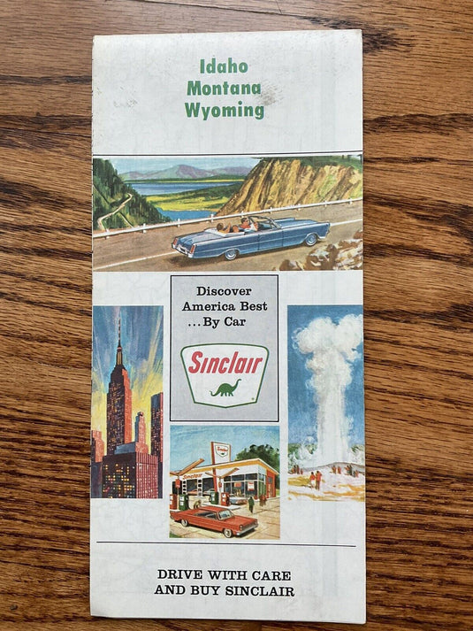 1966 Idaho Montana Wyoming  Sinclair Highway Transportation Travel Road Map