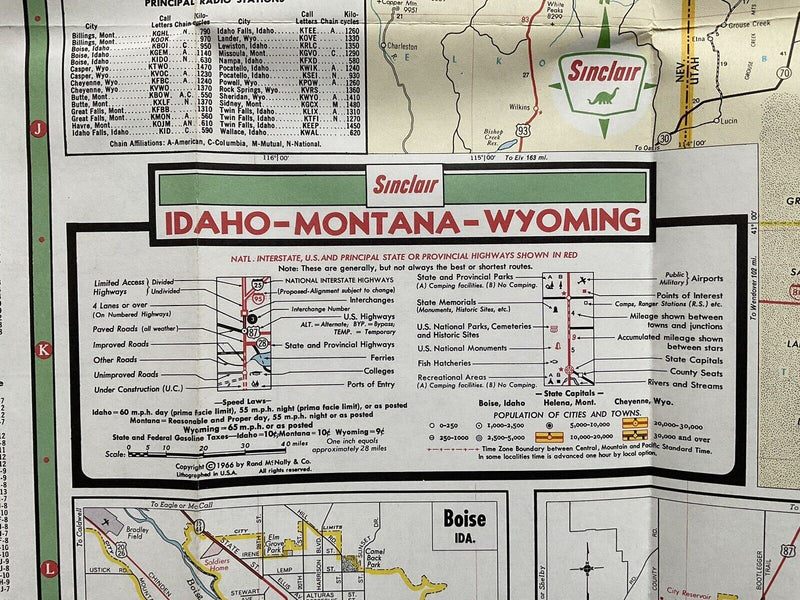 Load image into Gallery viewer, 1966 Idaho Montana Wyoming  Sinclair Highway Transportation Travel Road Map
