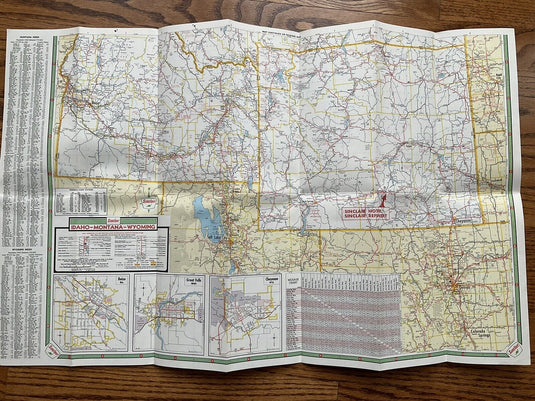 1966 Idaho Montana Wyoming  Sinclair Highway Transportation Travel Road Map