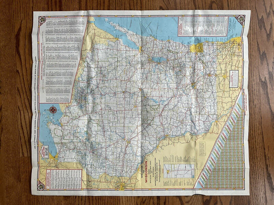 1968 Official Wisconsin State Highway Transportation Travel Road Map