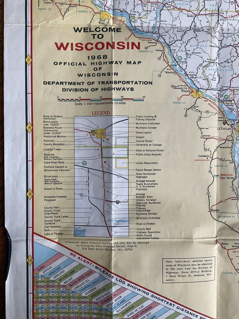 Load image into Gallery viewer, 1968 Official Wisconsin State Highway Transportation Travel Road Map

