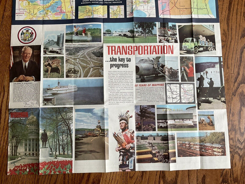 Load image into Gallery viewer, 1968 Official Wisconsin State Highway Transportation Travel Road Map
