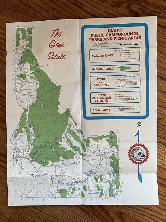 1968 Official Idaho Campgrounds Travel Map