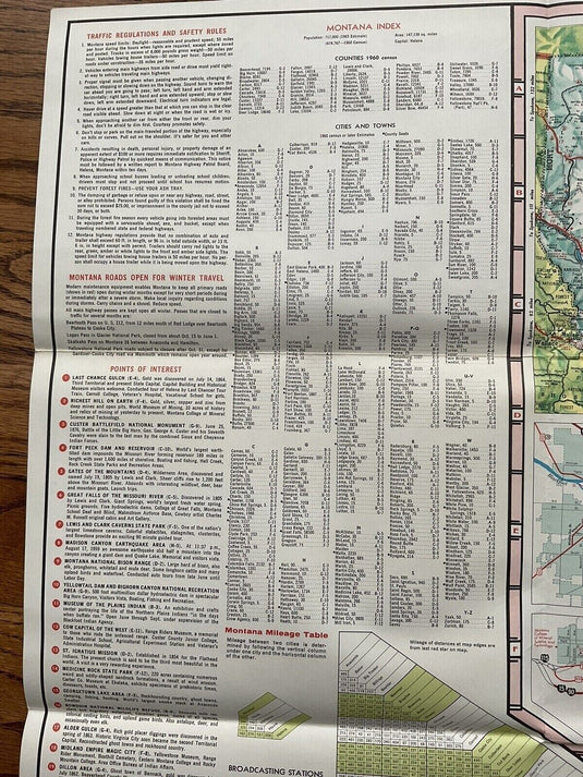 1967 Official Montana State Highway Transportation Travel Road Map