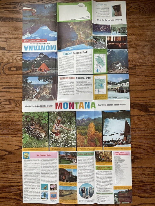 1967 Official Montana State Highway Transportation Travel Road Map