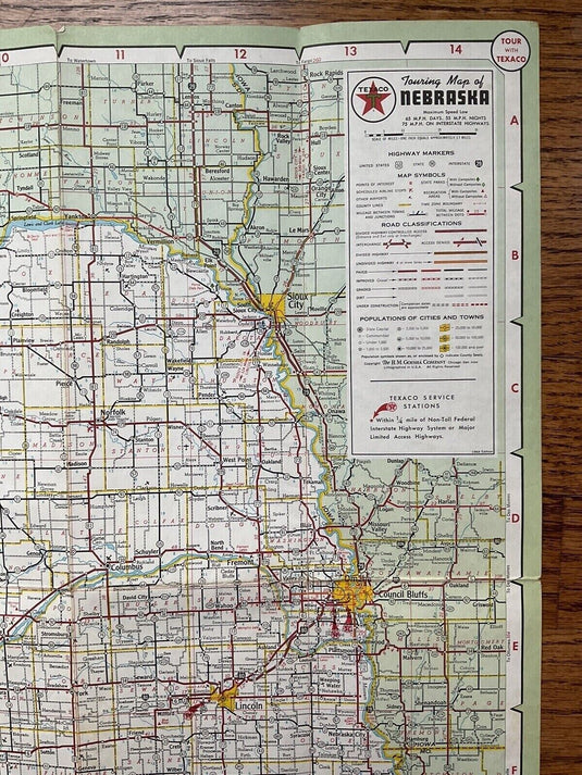 1964 Texaco Nebraska State Highway Transportation Travel Road Map