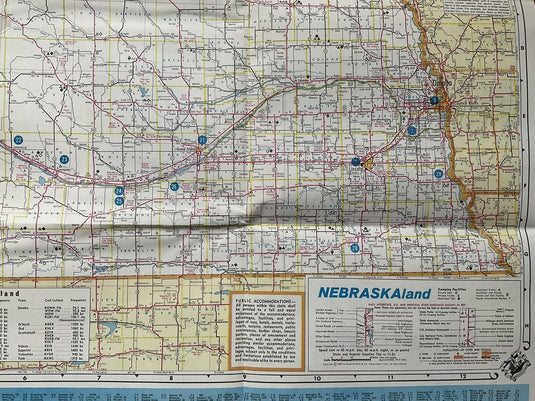 1967 Official Nebraska Nebraskaland Transportation Travel Road Map