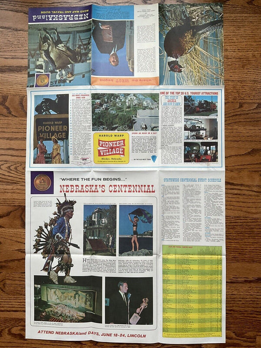 1967 Official Nebraska Nebraskaland Transportation Travel Road Map