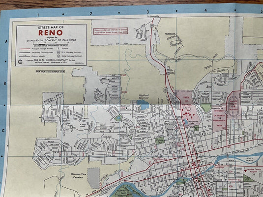 1966 Chevron Standard Reno Nevada Travel Road Map