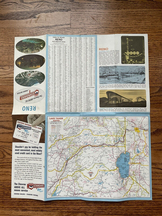 1966 Chevron Standard Reno Nevada Travel Road Map