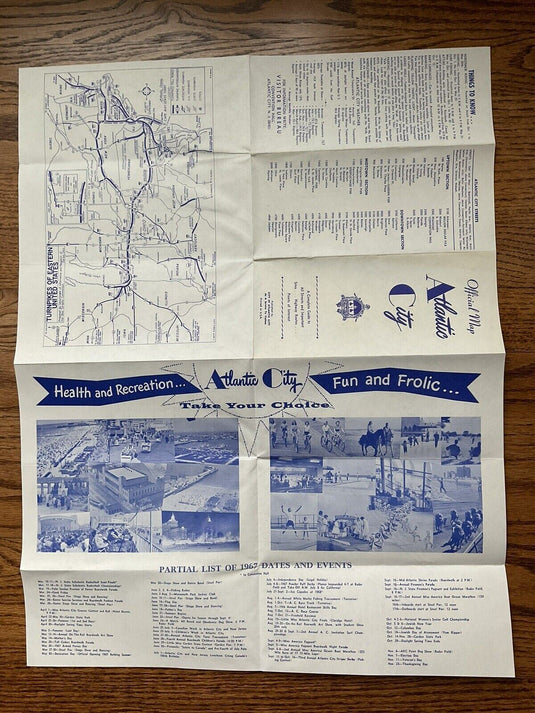 1967 Official Atlantic City New Jersey Travel Road Map