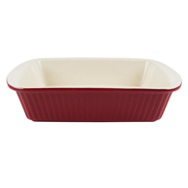 Load image into Gallery viewer, 2.8 qt Rectangle Baking Pan Red Ceramic Casserole Baker Roasting Loaf Dish
