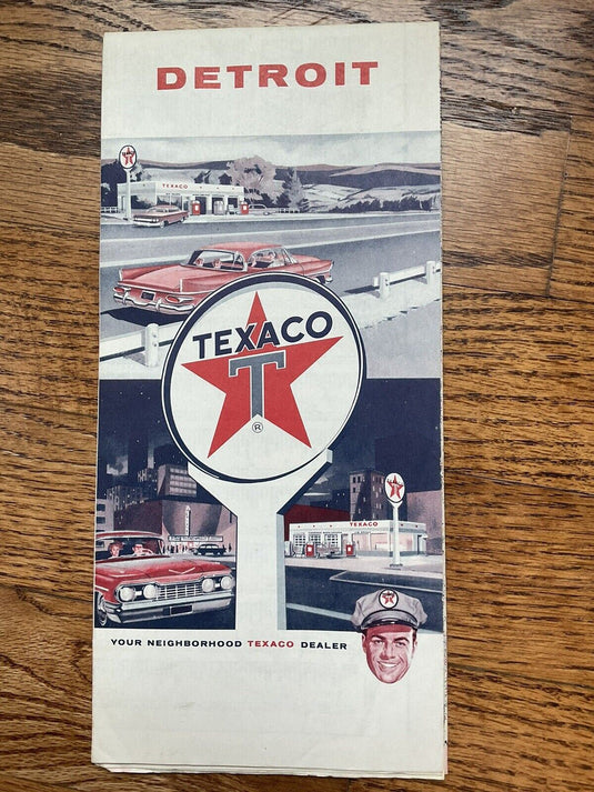 1965 Texaco Oil Detroit Michigan Highway Transportation Travel Road Map