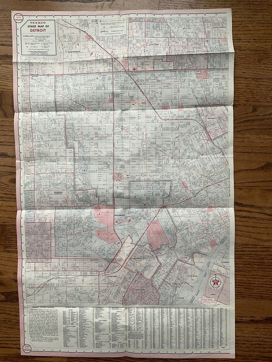 1965 Texaco Oil Detroit Michigan Highway Transportation Travel Road Map