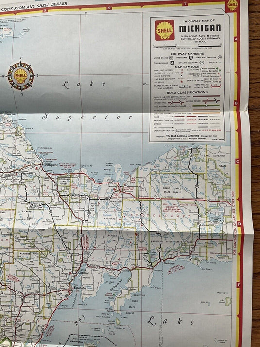 1964 Shell Oil Michigan State Highway Transportation Travel Road Map