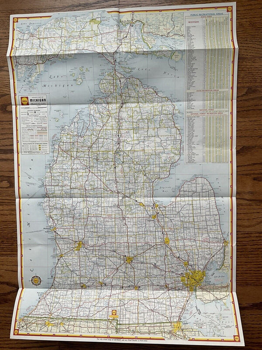1964 Shell Oil Michigan State Highway Transportation Travel Road Map