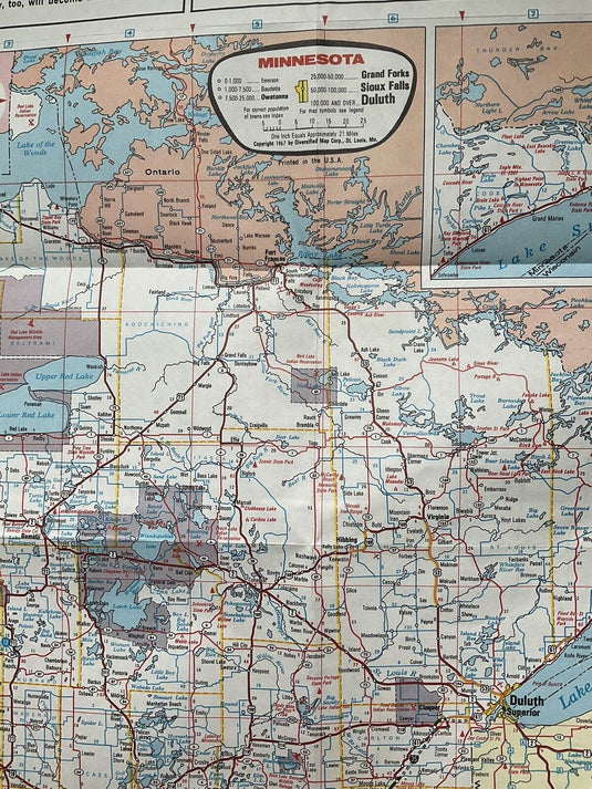 1967 Standard Oil Minnesota State Highway Transportation Travel Road Map