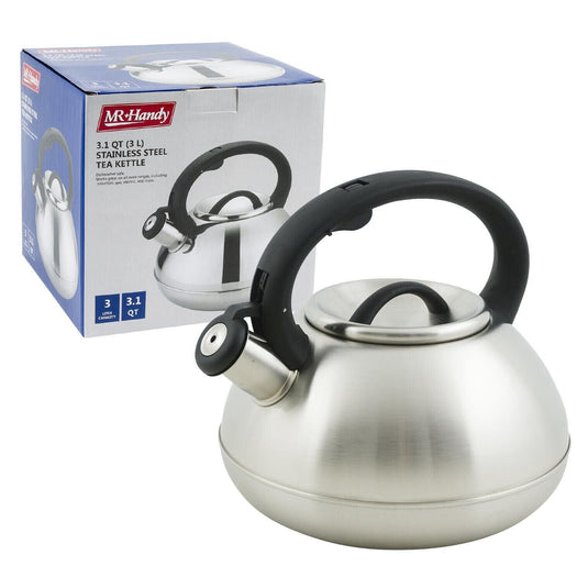 Stainless Steel Tea Kettle with Whistle Satin Finish 3 Qt Teapot Lightweight