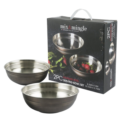 Stainless Steel Serving Bowls Set of 2 Non-Stick by Denmark Tools for Cooks