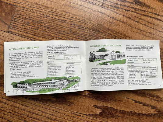 1966 Official Kentucky Vacation Parks Information Booklet
