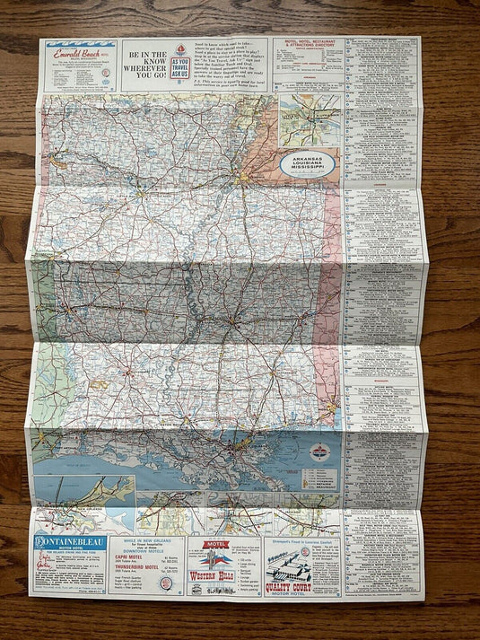 1968 Standard Oil Arkansas Louisiana Mississippi Highway Travel Road Map US