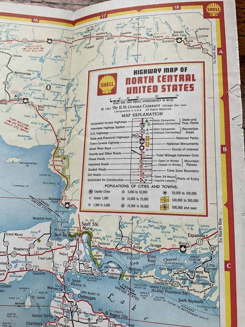 Load image into Gallery viewer, 1963 Shell North Central United States Highway Transportation Travel Road Map
