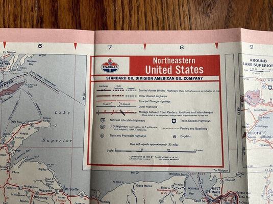 1963 Standard Oil Eastern United States Highway Transportation Travel Road Map