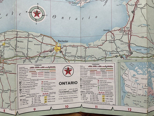 1965 Texaco Ontario Canada Highway Transportation Travel Road Map