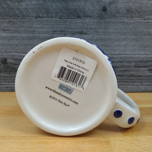 Magic Sea Crab Cobalt Coffee Mug Embossed Nautical Tea Cup Ceramic by Blue Sky