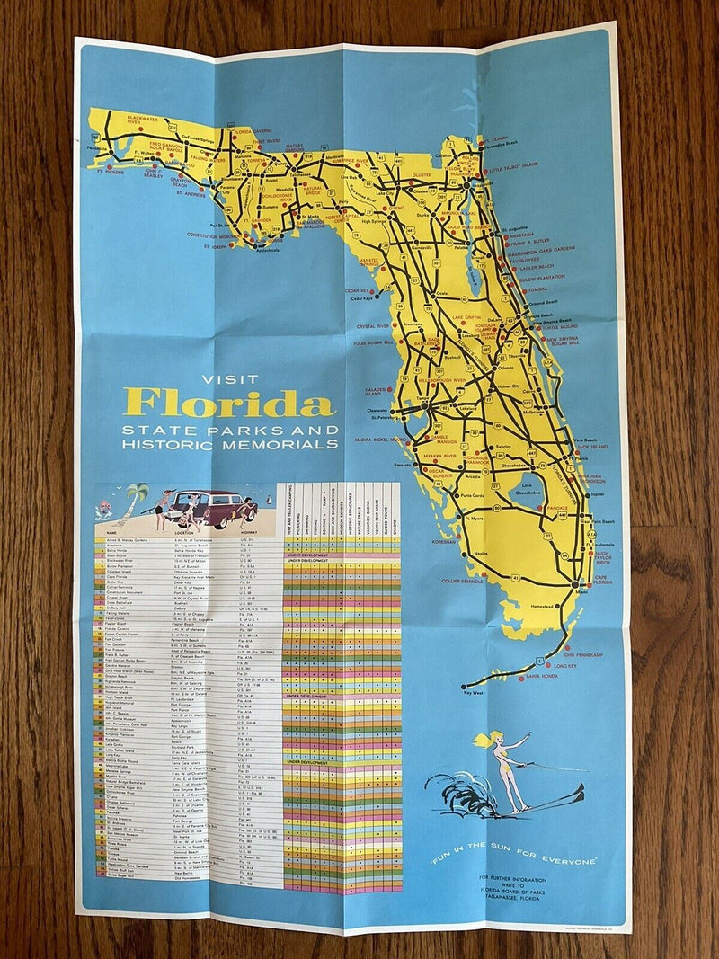 Load image into Gallery viewer, 1968 Official Florida State Parks Vacation Road Map with Cities
