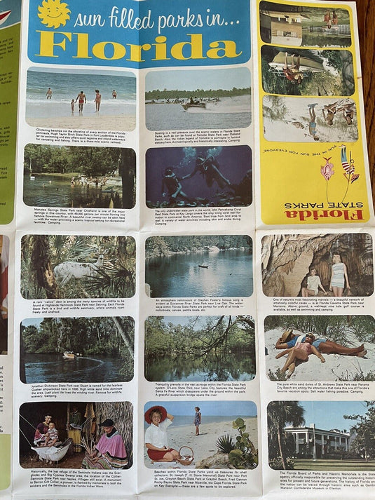 1968 Official Florida State Parks Vacation Road Map with Cities